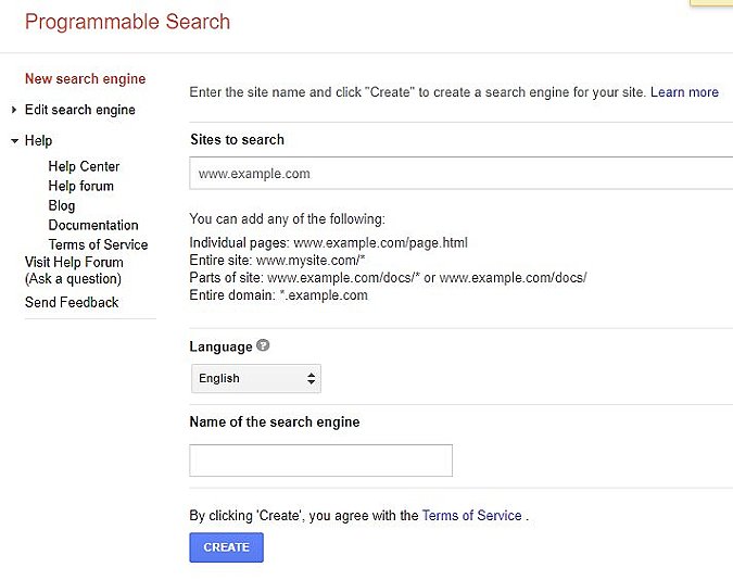 using google programmable search engine